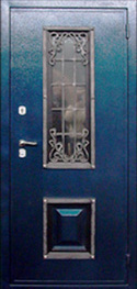 Дверь стальная цвета синий антик с коваными элементами